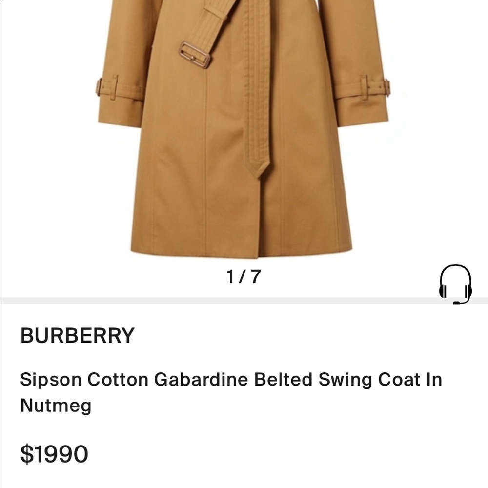 burberry coat. Sipson Cotton Gabardine Belted Swing Coat In Nutmeg - Picture 2 of 12